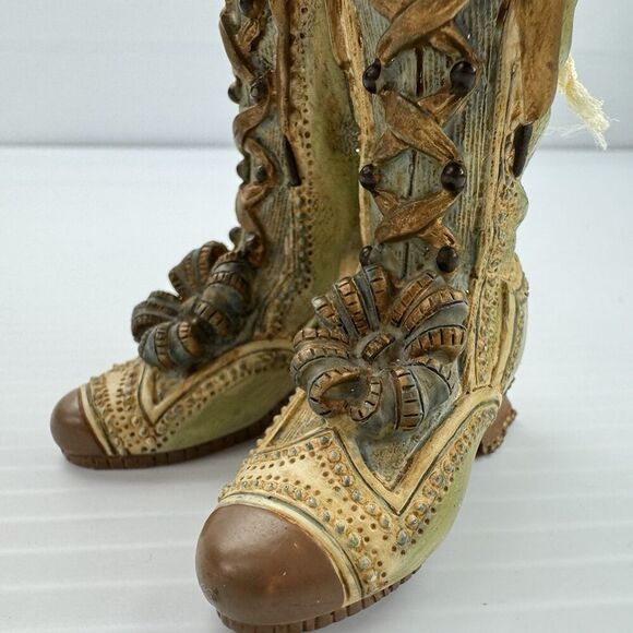 Louis Nichole 1999 Victorian Boots Ornament Christmas Vintage Lace Bow - Picture 6 of 11